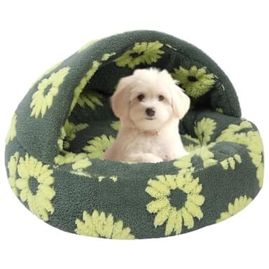 Dog Beds for Small Dogs, Cat Bed Cave, Washable Cute Cat Bed, Cozy Nook Pet Bed for Dogs or Cats, Anti-Slip Puppy Bed Fits up to 12 lbs Pets(Yellow, 20" x 20") - Image 1