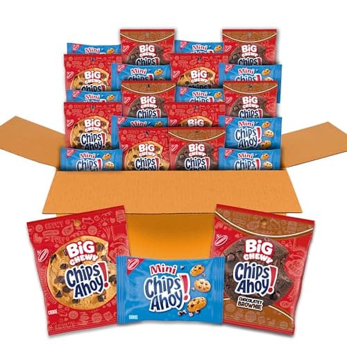 CHIPS AHOY! Cookie Variety Pack, Big Chewy, Big Chocolatey Brownie and Mini Original Chocolate Chip Cookies, 20 Snack Packs - Image 1