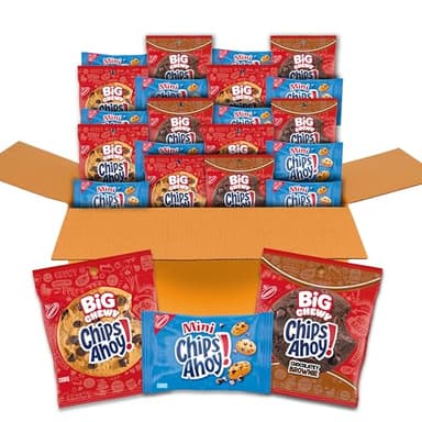 CHIPS AHOY! Cookie Variety Pack, Big Chewy, Big Chocolatey Brownie and Mini Original Chocolate Chip Cookies, 20 Snack Packs - Image 1