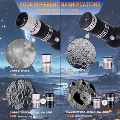 Telescope for Adults High Powered, 70mm Aperture 400mm Portable Telescope, Astronomical Refractor Telescopes for Kids, Telescopio with an Phone Adapter (40070) - Image 3