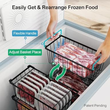 iSPECLE Freezer Organizer Bins - 8 Pack Small Stackable Deep Freezer Organizer Bins for 7 Cu.Ft Freezers Easy Get Bottom Foods without Digging, Chest Freezer Organizer Prevent Frozen Food Waste, Black - Image 3