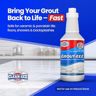 Clean-eez Grout Cleaner 2 Pack with Stand-Up Brush Attachment - Stain Remover Heavy-Duty Scrubber - Bathroom Shower Ceramic Porcelain Tile & Grout Only - Easy Control Flip Top Cap - 32 oz. - Image 2