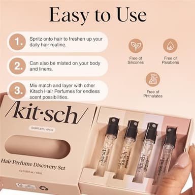 Kitsch Hair Perfume For Women (Discovery Set) - Pistachio Latte, Warm Sugar, Sheer Violet & Amber Waves - Patented Odor-Eliminating Technology, Hair Spray and Body Mist - 4 x 1.5ml - Image 5