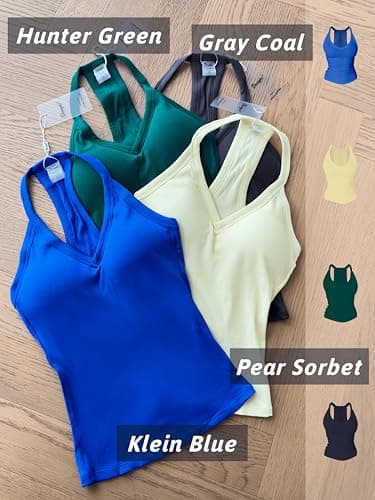 Danysu Spring Tops for Women 2025 Sexy Tank Top for Women with Built in Bra Camisole Trendy Going Out Womens Tops Hunter Green XL - Image 2