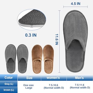 CarryEpic Disposable Slippers (6 Pairs) for Guest, Spa Hotel House Slippers for Shoeless Home Bulk Indoor Slippers for Women Men pantuflas desechables para invitados Gray Brown - Image 7