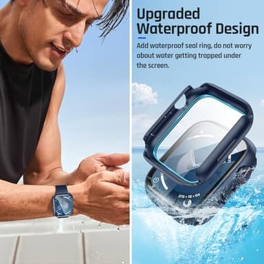 Goton Waterproof Case Compatible for Apple Watch Screen Protector Series 6/5/4, SE 3/2/1 44mm, Hard Bumper with Tempered Glass for iWatch Cover 44 mm - Image 3