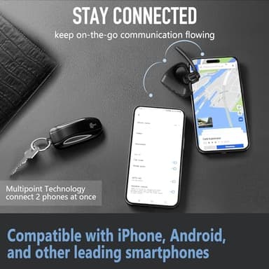 Conambo Bluetooth Headset 5.2 with CVC8.0 Dual Mic Noise Cancelling Bluetooth Earpiece 16Hrs Talktime Wireless Headset for Truck Driver iPhone Android Cell Phones - Image 6