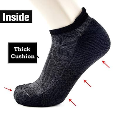 Busy Socks Womens Black Socks Wool, Mens Soft Moisture Wicking Anti Odor Ultra-Comfortable Cycling Socks with Arch Support, Black, Medium 3 Pairs - Image 3