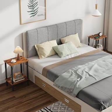 TUTOTAK End Table with Charging Station, Side Table with USB Ports and Outlets, Nightstand, 2-Tier Storage Shelf, Sofa Table for Small Space TB01BB040 - Image 7