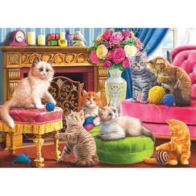 RoseArt - Kodak Premium - Kittens by The Fireplace - 3000 Piece Jigsaw Puzzle for Adults - Image 1