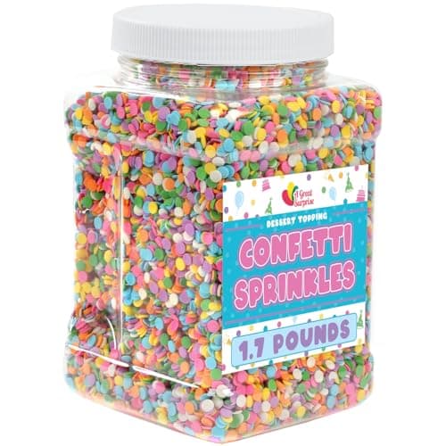Rainbow Pastel Confetti Sprinkles - 1.7 Pounds - Birthday Pastel Quins - Flat Round Sprinkles - Pastel Candy Quins for Ice Cream, Cookies, Cupcakes, Cake Decorating - Image 1