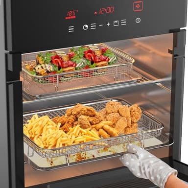 Air Fryer Basket, OPENICE 2 Set Air Fryer Pan and Crisper Tray for Oven, Non-stick Oven Air Fryer Basket for Baking and Crispy Foods - Large & Medium - Image 5