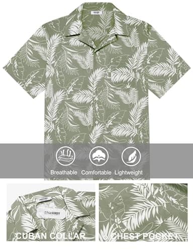 COOFANDY Mens Hawaiian Shirt Short Sleeve Floral Button Down Shirts Tropical Beach Summer Shirts - Image 5