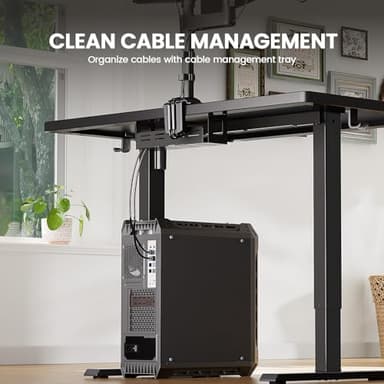 ErGear 40" x 24" Whole Piece Desktop Electric Standing Desk, Thick Height Adjustable Desk with 4 Height Memory, Home Office Computer Table with Cable Management Tray, Black - Image 6