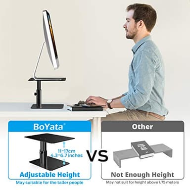 BoYata Monitor Stand, Adjustable Monitor Riser Metal Computer Stand Compatible with TV, PC, Laptop, Computer, iMac, and All Screen Display-Black - Image 2