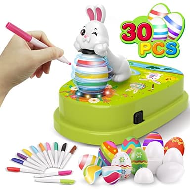Engfa Easter Egg Decorating Kit with 30 Pcs Eggs and 12 Dying Markers Spinner, Easter Gifts for Kids Bunny Decorating Machine Craft Activities for Boys Girls - Image 1