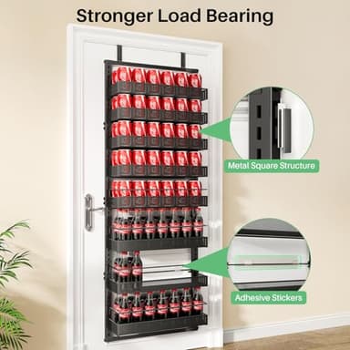 Over the Door Pantry Organizer - 8 Tier Adjustable Pantry Door Spice Organizer, Large Capacity Hanging Door Spice Rack for Kitchen Pantry Organizers and Storage (Black, 17"W x 6"D x 69"H) - Image 5