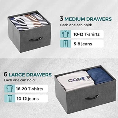 OLIXIS Dresser for Bedroom, 9 Storage Drawers, Wide Fabric Closet Chests Organizer Tower Furniture, TV Stand with Wooden Top Metal Frame for Clothes, Living Room, Hallway, Entryway, Classic Grey - Image 4