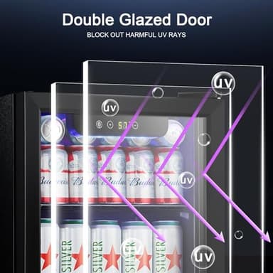 Antarctic Star Mini Fridge Cooler - 12 Bottle 48 Can Beverage Refrigerator Glass Door for Drinks or Beer Wine –Small Drink Dispenser for Home, Office or Bar, Electronic Temperature Control，1.3cu.ft. - Image 3