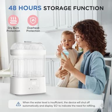 Bottle Sterilizer and Dryer, HIYAKOI Electric Steam Baby Bottle Sterilizer and Dryer, All-in-One Sterilizer 2 Layers Large for Baby Bottles, Parts & Other Newborn Essentials - HEPA Filtration - Image 6