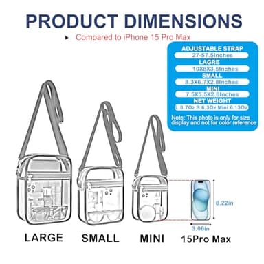 USPECLARE Clear Purse Stadium Transparent Messenger Bag Stadium Approved for Men and Women Clear CrossBody Bag - Image 3