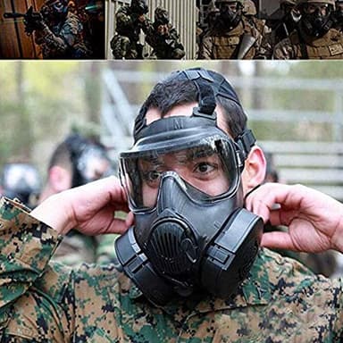 M50 Airsoft Protective Gas Mask Tactical, Full Face Eye Protection Goggles Dummy Toxic Skull Gas Mask with Filter Fans for BB Gun Game Cosplay Halloween Masquerade Costume Props, No Anti-Gas Function - Image 6