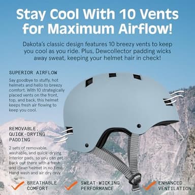 Retrospec Dakota Adult Bike Helmet for Men & Women - Multi-Sport Protection with ABS Shell, EPS Foam, 10 Vents & Removable Washable Padding for BMX, Skating, Scooter and Skate - Helmets for Adults - Image 5