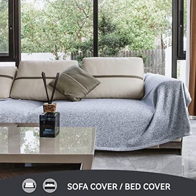 KAWAHOME Summer Sweatshirt Blanket Queen Size for Bed-Lightweight Breathable Blankets,Soft Thin Knit Jersey Blanket for Hot Sleepers,90 X 90 Inches, Heather Blue - Image 6