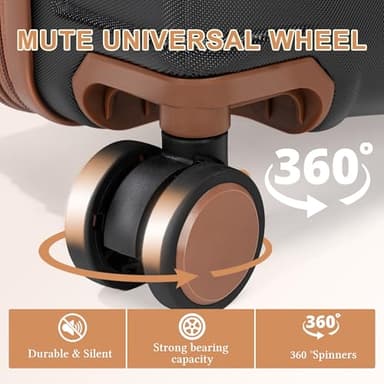 Rosamo 5 piece Luggage Set Expandable Suitcase 22x14x9 Airline Approved Carry on, ABS Hard Case Suitcases with Spinner Wheels, TSA Lock (Black) - Image 3