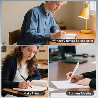 ACEES Gel Pens, 6 Pcs 0.5mm Fine Point Black Ink Pen With Smooth Writing, Office Desk Accessories, School Supplies Gifts for Men Women, Quick Dry Pens Ballpoint For Journaling, Black/Gray/White - Image 7