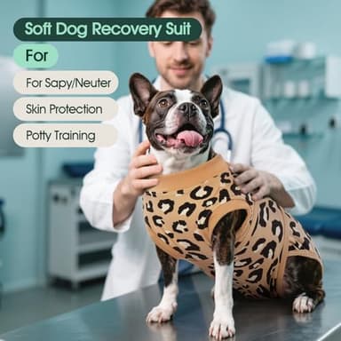 Kuoser Dog Recovery Suit for Dogs After Surgery,Professional Surgical Onesie for Female Male Dogs Spay Neuter,Soft Dog Surgery Suit Bodysuit for Abdominal Wounds Skin Disease,Coffee Leopard XL - Image 2