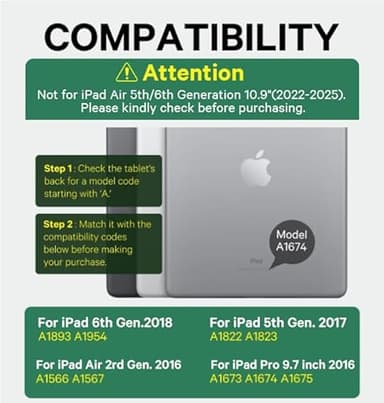 GreenLaw Keyboard Case for iPad 9.7 inch, iPad 6th (2018)/iPad 5th Gen (2017), iPad Air 2nd Gen (2014), 7 Color Backlit, 2 BT Devices, Touchpad Keyboard Pro 9.7, Black - Image 2