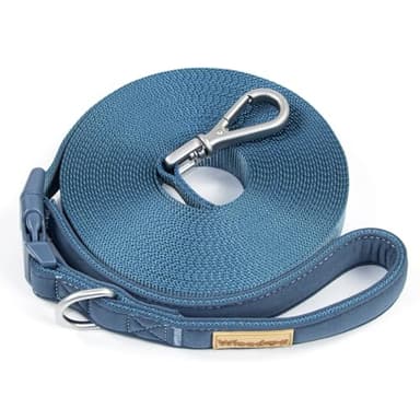 Wisedog 49FT Long Leash for Large Dogs, Heavy Duty Long Line Lead with Soft Padded Handle, Adjustable Lengths, Great for Training, Hiking, Camping, Navy - Image 1
