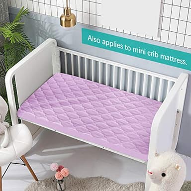 Biloban Waterproof Sheet for Pack n Play Quilted, Playard Sheet Protector 39inch X 27inch fits for Baby Foldable and Playard Mattress, Portable Mini Crib, Lavender - Image 5