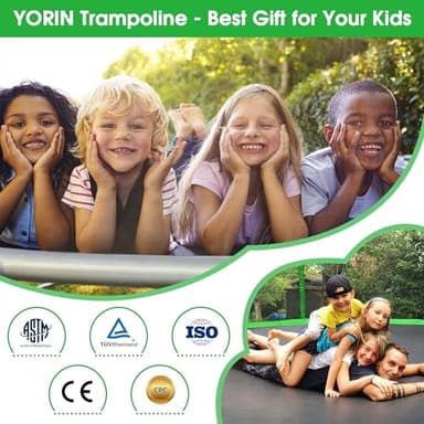 YORIN Tranpoline 16FT, Outdoor Tranpoline for Kids and Adults 1500LBS Tranpoline with Basketball Hoop, Enclosure Net, Back Yard Heavy Duty Recreational Tranpolines, ASTM Approved - Image 8