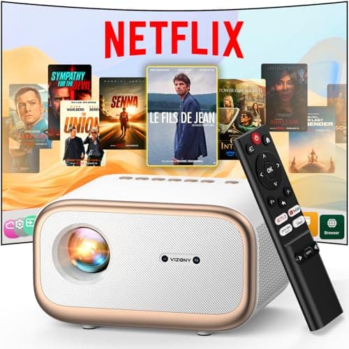 VIZONY E1 Pro Netflix-Certified Smart Projector, 550 ANSI Lumens, WiFi Bluetooth, Auto Focus & Keystone, Native 1080P & 4K Support, Full-Sealed Optical Engine, Portable Home Theater for Indoor/Outdoor - Image 1