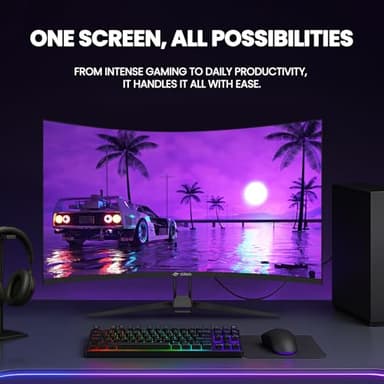 CRUA 32" Curved Gaming Monitor, 4k UHD(3840 * 2160P) VA Screen, 1500R, 144Hz/160Hz Computer Moniter, Supports AMD Freesync, 120% sRGB, Built-in Speakers, Wall Mountable Installs(HDMI 2.1/DP 1.4)-Black - Image 7