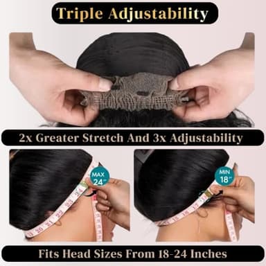 Hidden Strap Snug Fit 360 Skinlike HD Lace Frontal Wigs Human Hair Invisible Strap Pre Plucked Pre Cut Lace 250 Density Straight Lace Front Wig with Drawstring 360 Glueless Wigs Human Hair For Women - Image 3