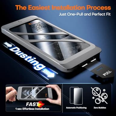 TAURI 4 in 1 for iPhone 15 Screen Protector, 3 Pack Tempered Glass Film + 1 Dust Free Easy Installation Tool, 9H Hardness Bubble Free Micro-curved Edges HD Screen Protector for 15 - Image 2