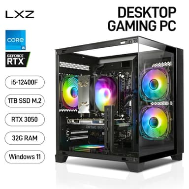LXZ Gaming PC Desktop I5-13400F, 6 core 2.5GHz Desktop Computer, GeForce RTX3050, 6G DDR4 RAM, 1TB NVME SSD, Tower Computer for Gaming, Home and Office (Black) - Image 2