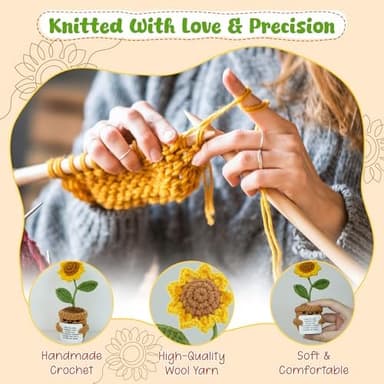 OASSIE Christmas Teacher Gifts for Women - Handmade Positive Crochet Sunflower with Card - End of The Year Graduation Birthday Thank You Gifts for Teachers Coworkers, Crochet Flowers for Desk Decor - Image 6