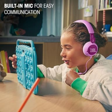 JBL Junior 320 - Wired on-Ear Kids Headphones Safe Sound (<85dB), Built-in mic, Fit for Kids and Customizable with Included Stickers (Purple) - Image 4