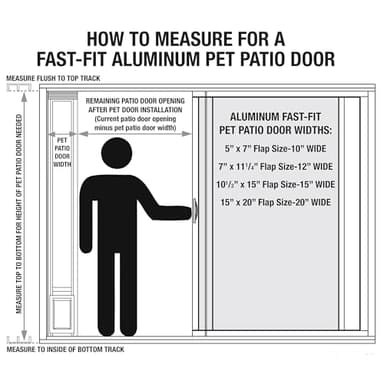 Ideal Pet Products Aluminum Pet Patio Door, Adjustable Height 77-5/8" to 80-3/8", 15" x 20" Flap Size, White - Image 3