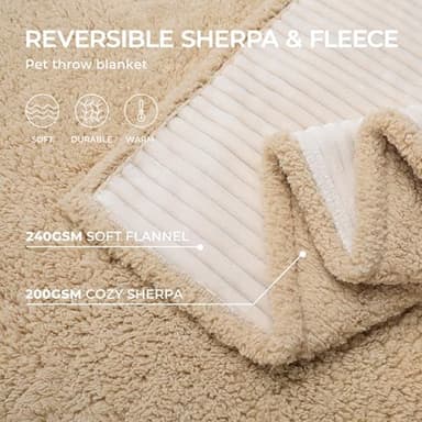 Luciphia Waterproof Pet Blankets for Couch Sofa Bed Cover Liquid Pee Proof Washable Soft Fluffy Large Dog Blanket Reversible Furniture Protection Beige Small（40" x 28"） - Image 4