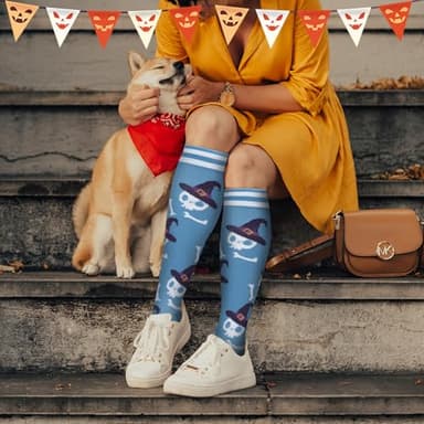 fenglaoda Compression Socks Women Men 6 Pairs, Knee High Best Support Circulation Socks for Running, Travel, Flight, Nurse - Image 5