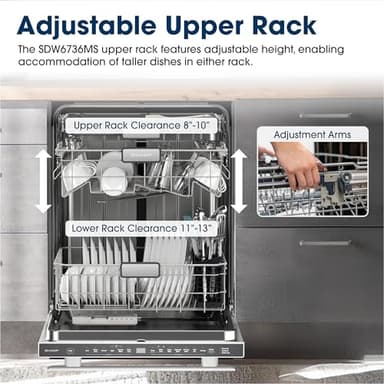 Sharp SDW6736MS 24-inch Stainless Steel Dishwasher, Third Rack, Library Quiet 47 dB, Power Wash Sprayer - Image 5