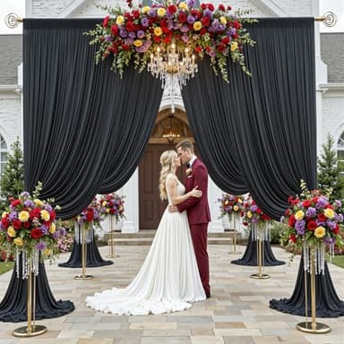 60×14ft Wrinkle Free Black Backdrop Curtain for Parties Wedding,12 Panels 5×14ft Height Soft Silky Polyester Photo Backdrop Drapes for Birthday Graduation Photography Stage Event Background Cloth - Image 3