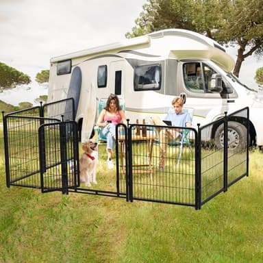 Getlay Tall Garden Fence, 32 in(H) Dog Fence Outdoor for Yard. 12 Panels Total 26.6 Ft(L) Puppy Playpen, Suitable for Indoor or Outdoor Use Play Pens for Puppys, Large Dog Pen, Fences for Garden - Image 7
