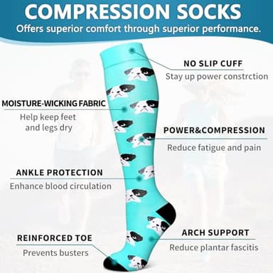 Bluemaple 6 Pack Copper Compression Socks for Women and Men Circulation-Best Support for Medical, Running,Nursing,Athletic - Image 5