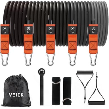 VEICK Resistance Bands, Exercise Bands for Working Out with Handles, Elastic Workout Bands for Men Women, Exercising Bands for Strength Training Equipment at Home Gym - Image 1